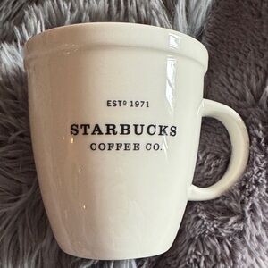2009 Starbucks Cream Mug with Black Text